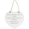 White "Home, Family, Blessing" Shabby Chic Hanging Plaque