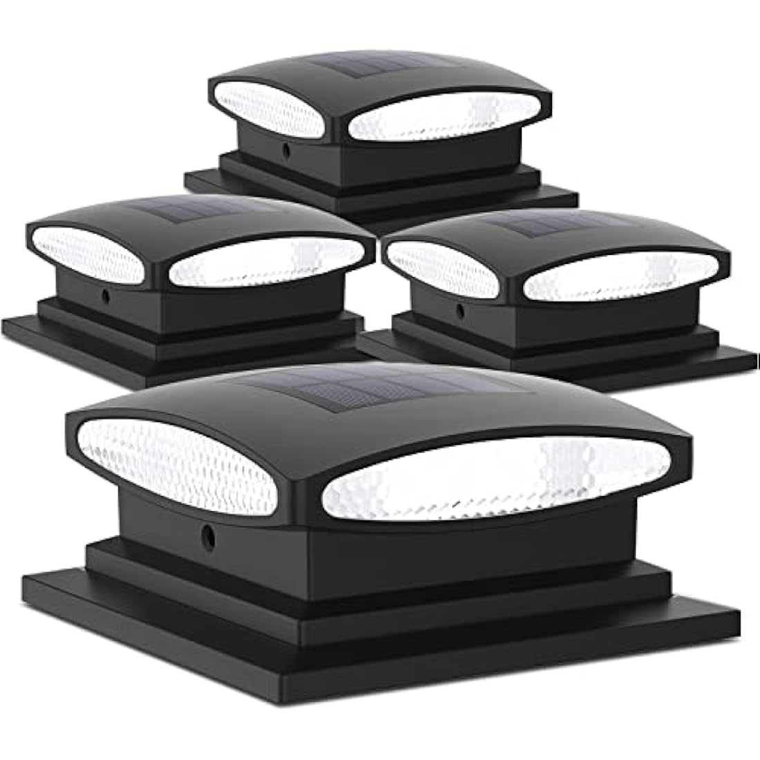 Siedinlar Solar Post Cap Lights Outdoor, 2 Modes 24 LED Solar Powered Fence Deck Light for 4x4 5x5 6x6 Posts Garden Patio Decoration Warm White & Cool White, Black (4 Pack)