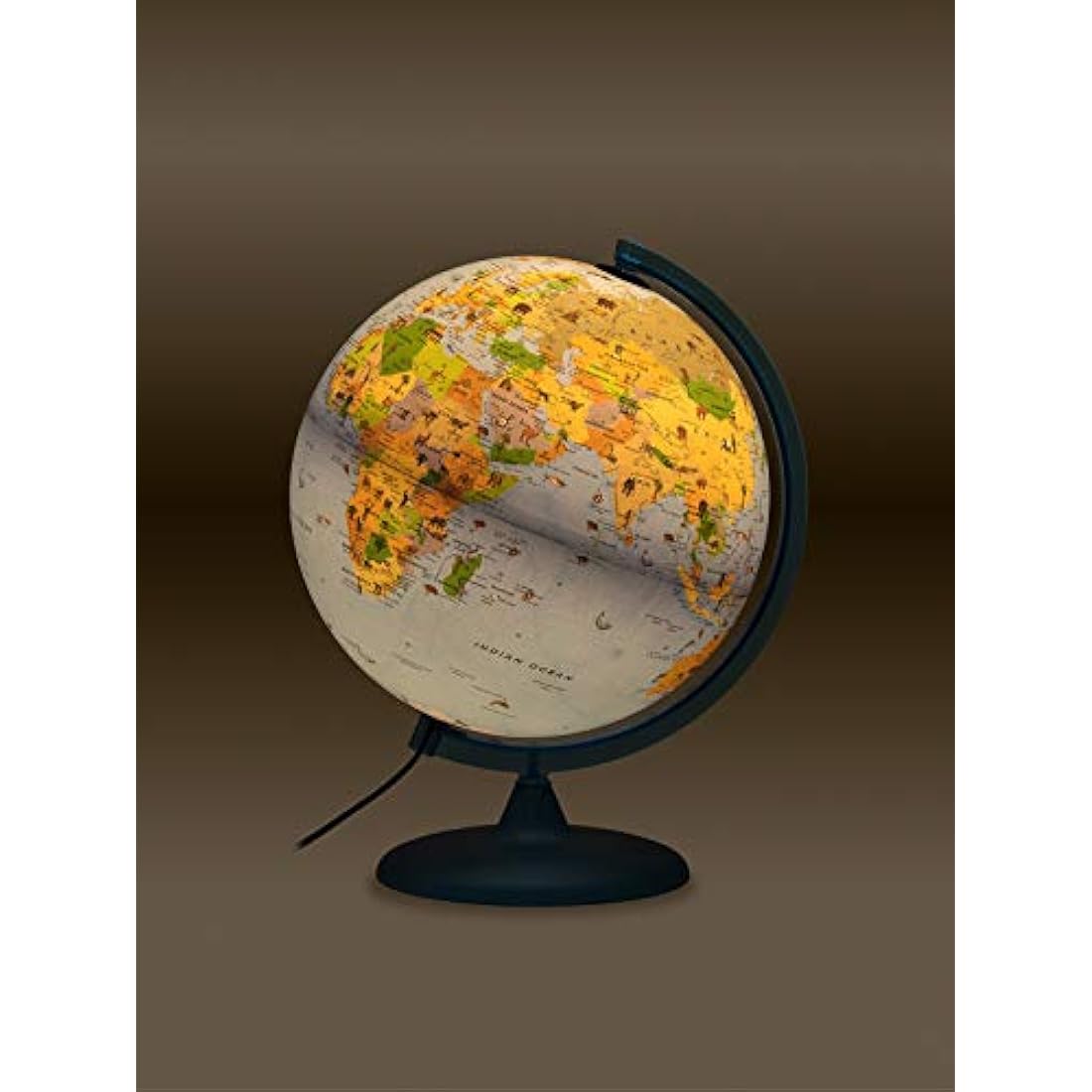 Tecnodidattica Babylon Globe for children | with animals and landmarks |Illuminated and revolving | Updated cartography in English | Graduated meridian | 12"/30cm Diameter