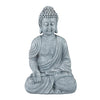 Relaxdays Buddha Ornament Sitting 30 cm high, Garden Decorative Figurine; Weatherproof, Frost-proof, Light Grey