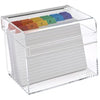 OSCO Clear Acrylic Index Box | Regular | A to Z Divider Tabs | 100 Lined Note Sheets Included (6" X 4") | Ruled Revision Flash Cards | Recipe Notes | Office Contacts Filing | Fits A6 Docs