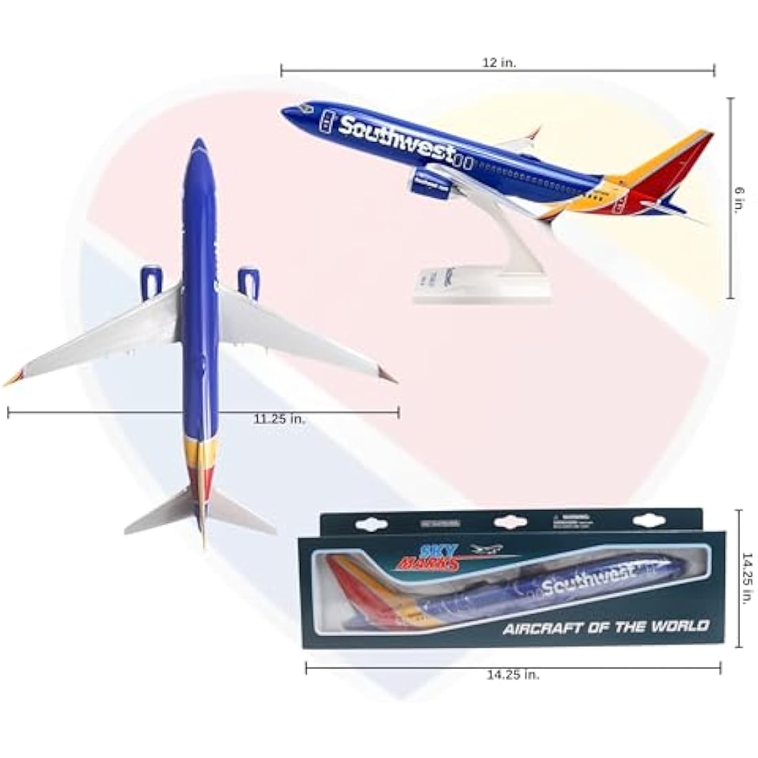 Daron Worldwide Trading Skymarks Southwest 737-MAX8 1/130 W/Wifi Dome Model Airplane
