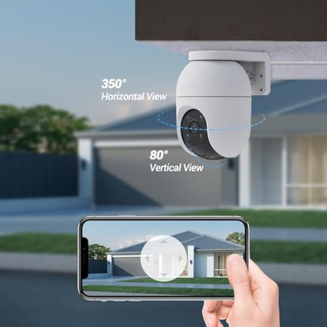 EZVIZ 2.5K Wifi Security Camera Outdoor Wired, No Monthly Fee, PTZ 360°, 512GB Supports, Starlight Color Night Vision, Human/Vehicle Detection, Auto-Track, CCTV Camera System, Alexa/Google (C8c 4MP)