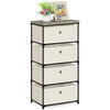 LIANTRAL 4 Tier Chest of Drawers, Metal Frame Vertical Fabric Dresser, Large Capacity Storage Organizer Unit for Bedroom, Living Room, Hallway and Closet, Off-white