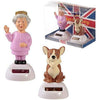 Puckator Queen and Corgi Set of 2 Solar Pals - Home Office Table Desk Dashboard Car Decor Decoration - Gift Ideas - Gifts For Teenage Old Boy Girl Dad Mums - Powered KIds Toys Toy Figure Figures