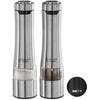 Russell Hobbs Stainless Steel Electric Salt & Pepper Mill Set with adjustable ceramic grinder heads for fine or coarse grinding, Battery operated, Light up during use, One handed operation, 23460-56