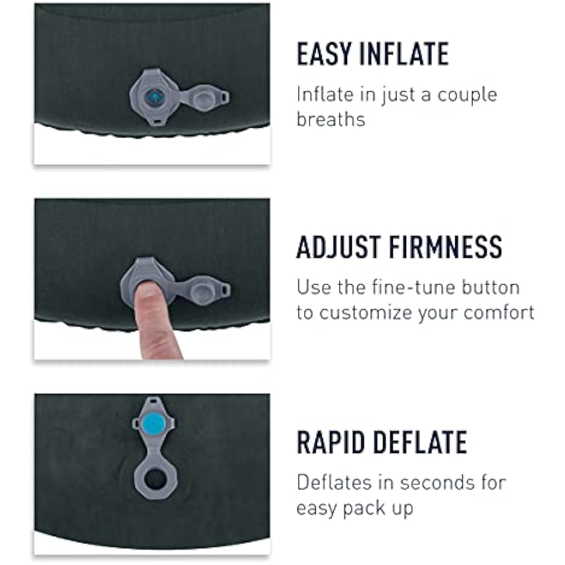 Sea to Summit - Aeros Ultralight Pillow L - Lightest Curved Inflatable Travel Pillow - Stretch-Knit 20D Polyester - Lock System - For Ultralight Backpacking - 44 x 32 x 14cm - Grey - 70g