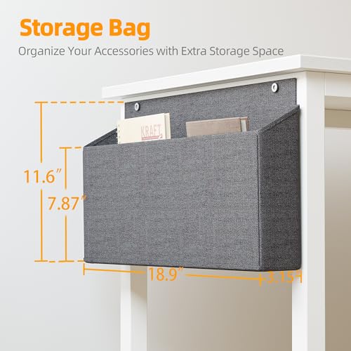 BEXEVUE Small L Shaped Desk with Power Outlets - 140x70cm Corner Computer Desk Writing Table, Reversible Large Storage Shelves, Bookshelf Workstation