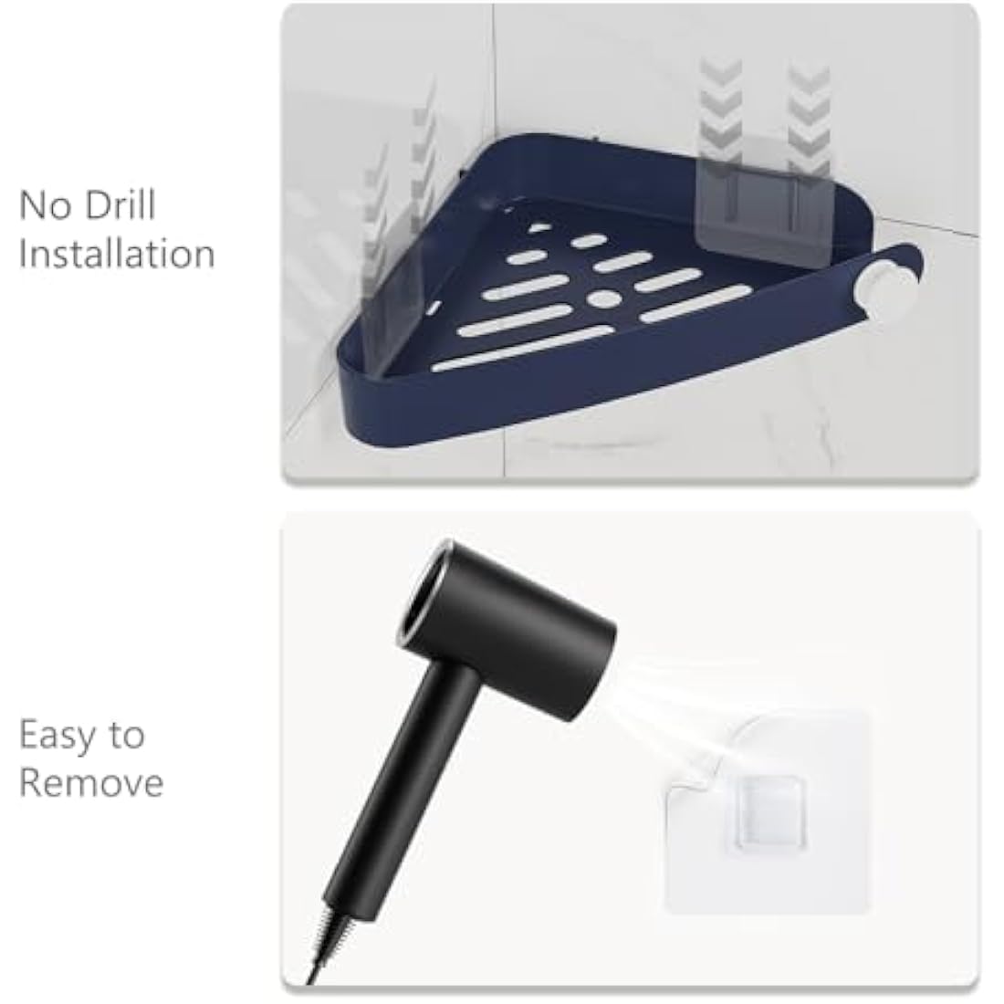 Sotfamily 4 Packs Corner Shower Caddy, No Drill Shower Organiser with Adhesive Pad, Rust Free Plastic Shower Storage for Bathroom, Kitchen & Toilet (Navy)