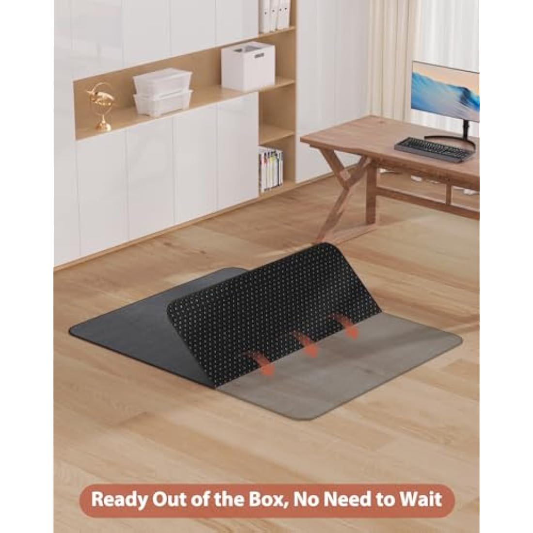 Blvornl Office Chair Mat for Hardwood Floor and Low Pile Carpet, 90 x 120 cm Corduroy Surface Desk Rolling Chair Mat for Hard Floors, Heavy Duty Carpeted Floor Protector Rug for Home Office, Dark Grey