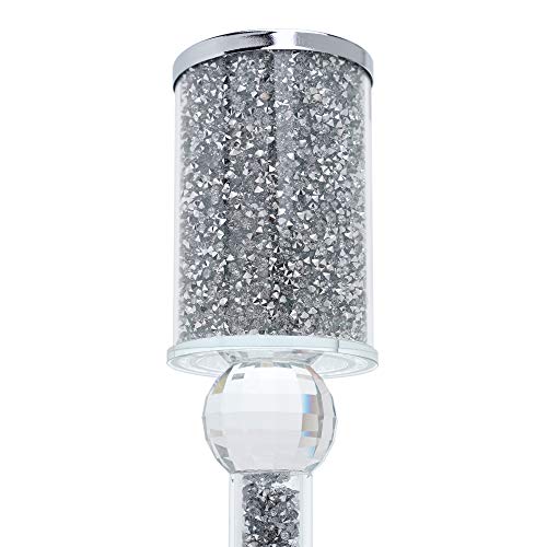London Boutique Crystal Candle Holder Sparkle Crushed Diamond Filled Square base (1)