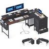 ODK Corner Desk with Drawers, L Shaped Computer Desk 160x80cm with USB Charging Port & Power Outlet, Home Office Desk with Monitor Stand and PC Stand, Gaming Desks Workstations, Black