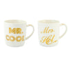 Mr Cool & Mrs Hot White & Gold Funny / Cheeky Duo Fine China Mug Set