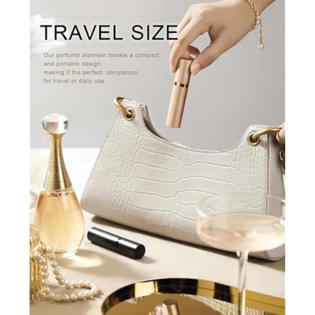 BRARIOS Perfume Atomiser Refillable, Travel Size Portable Atomiser Spray,Mini Empty Perfume Bottle,Leak Proof Cologne Dispenser for Women and Men,5ml(Z-Gold)