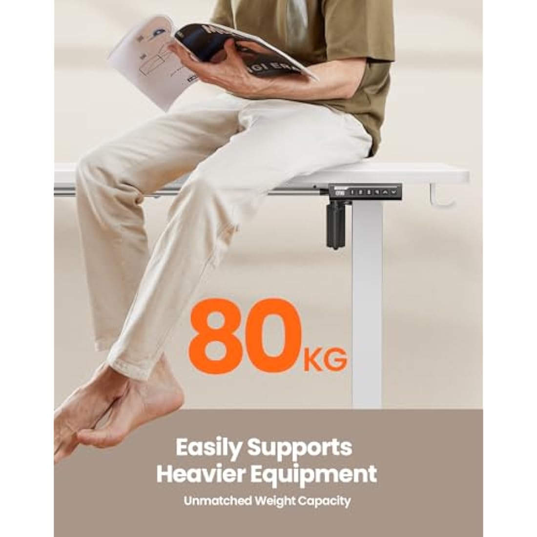 ErGear Electric Standing Desk Height Adjustable 140 x 70cm, Sit Stand Desk with 4 Memory Smart Pannel, Home Office Desk with Splice Board