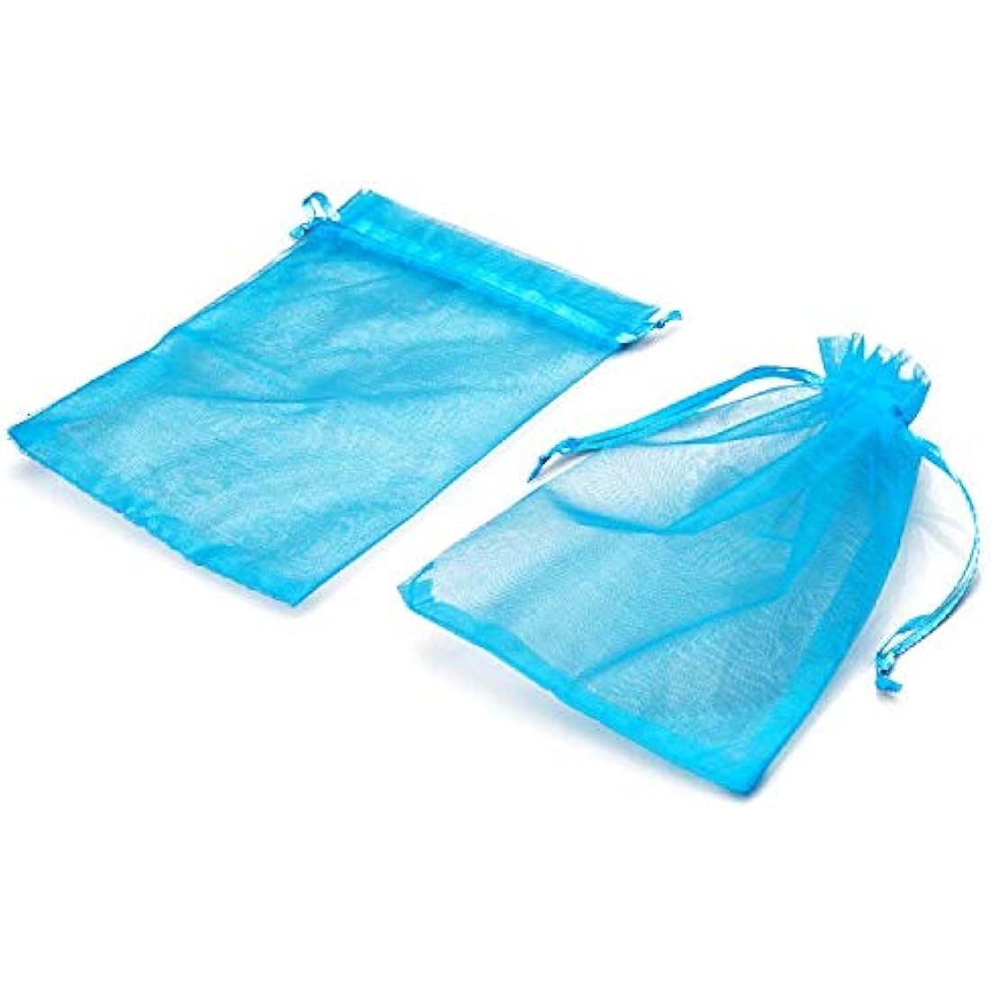 G2PLUS Lake Blue Organza Gift Bags: 13x18 CM Clear Mesh Pouches, 100 PCS Organza Jewellery Bags, Large Favour Pouches for Wedding, Birthday Party Supplies