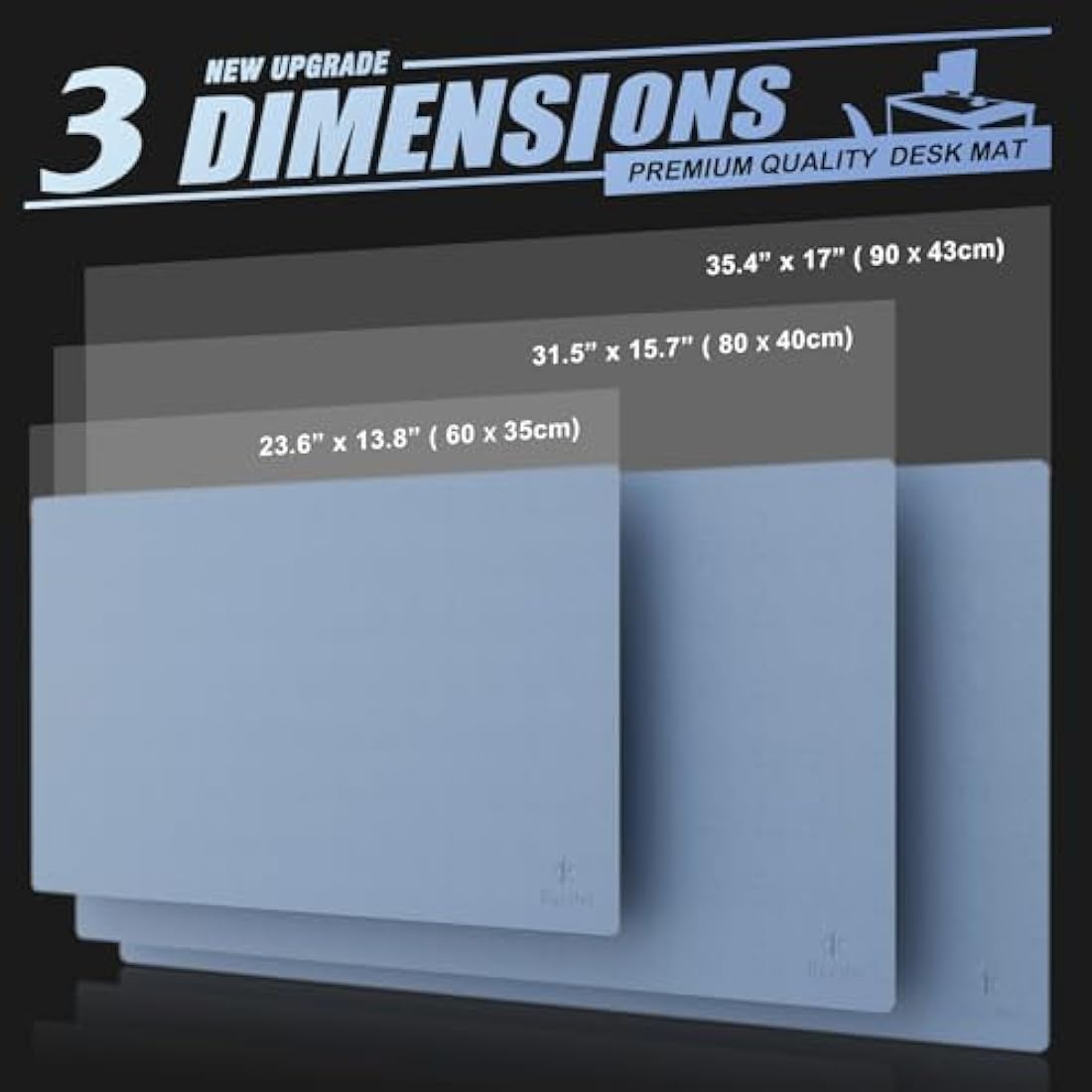K KNODEL Large Office Leather Desk Mat, Mouse and Keyboard Pad, Computer and Laptop Mat, Desktop Protector and Cover, Writing Pad and Blotter (80x40cm, Lake Blue)