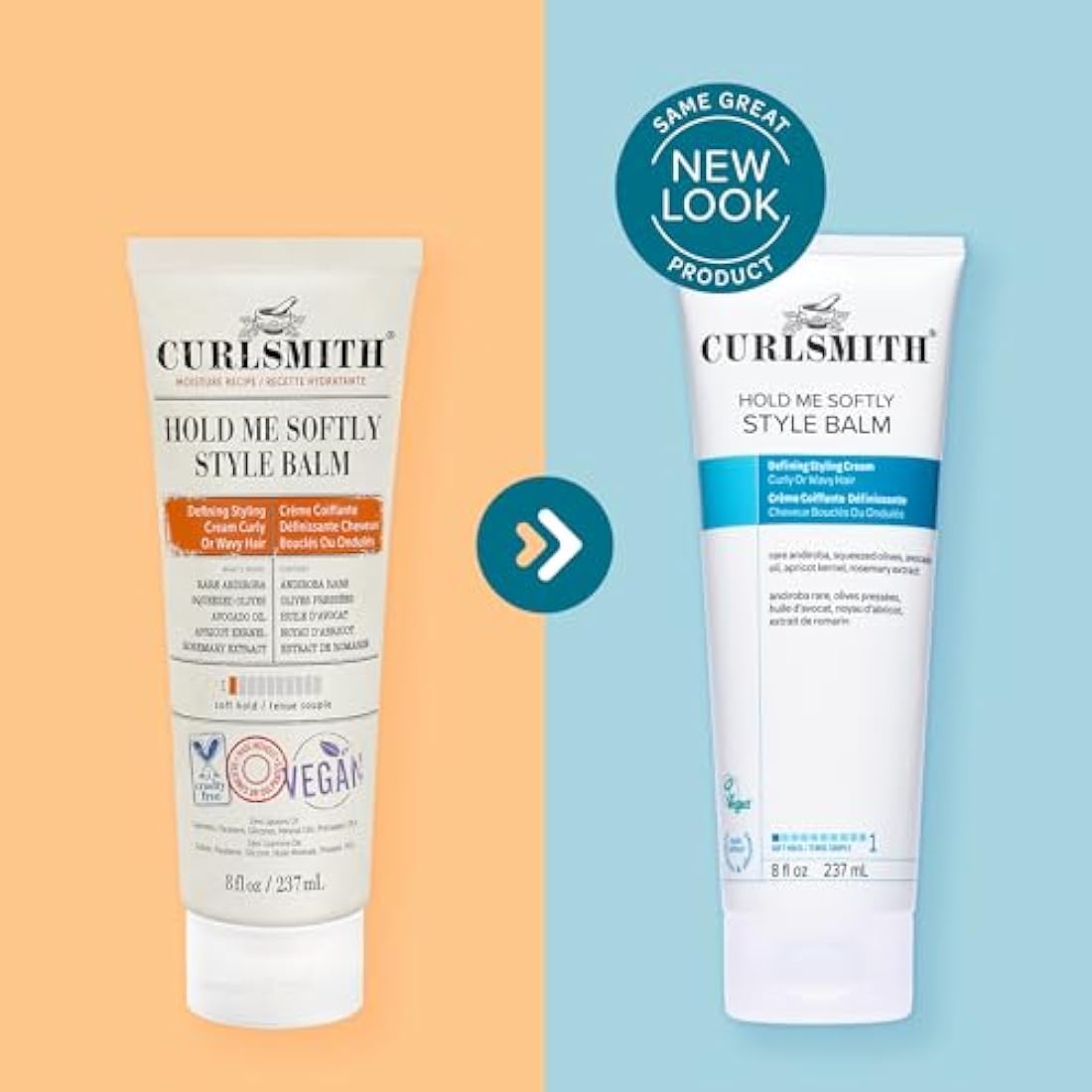 Curlsmith - Hold Me Softly Style Balm - Vegan Soft Hold Styling Cream for Wavy and Curly Hair, Natural Look (474ml)