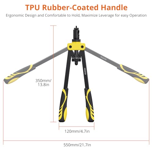 Proster Rivet Nut Gun 14" Rivet Nut Tool with 150Pcs M3 M4 M5 M6 M8 M10 Rivet Nuts 6Pcs Metric Mandrels Heavy Duty Hand RIV Nut Gun Thread Setter Kit Yellow