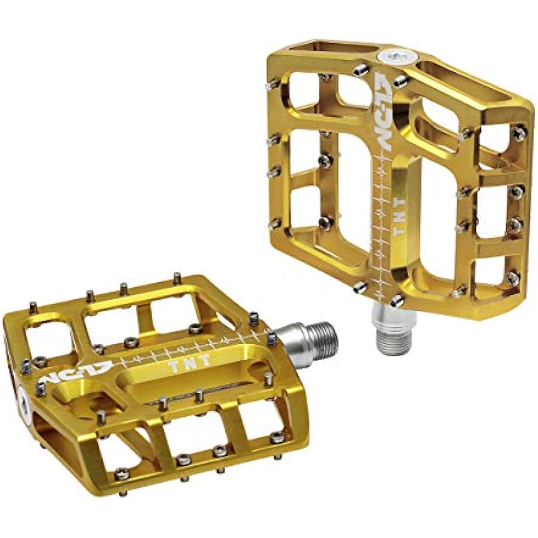 NC-17 Sudpin IV XL TNT Aluminium Platform Pedals/Mountain Bike Pedal/BMX Pedal/Flat Height 17.7 mm/Fail Safe System/Precision Bearing + Cr-Mo Axle/Includes Spare Pins