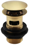 ENKI, W16, Brushed Brass, Slotted, Standard 1.1/4" Connection Pop Up Basin Waste Sink Plug, Push Button Click Clack Plug, Allows Water to Drain Away,