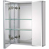 Fundin Aluminum Mirror Cabinet for Bathroom Recess Mount or Surface Mount, with Double Sided Mirror Door, 50 x 61 cm, with Adjustable Tempered Glass Shelves