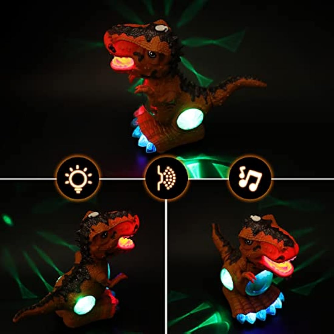 Thedttoy Baby Toys 12 18 Months Dinosaur Light Up Toys, Sensory Walking Toys for 1 2 3 4+ Year Old Toddler, Musical Dinosaur Toy Christmas Birthday Gifts Present for Girls Boys Age 1 2 3 (With Spray)