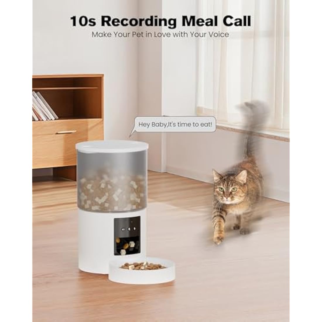 Automatic Cat Feeder Cat Food Dispenser with Timer: Auto Cat Bowls APP Control - Electric Dog/Cat Feeder 2.4GHz WiFi - Pet Automatic Feeder with 10s Voice Recorder White 6L