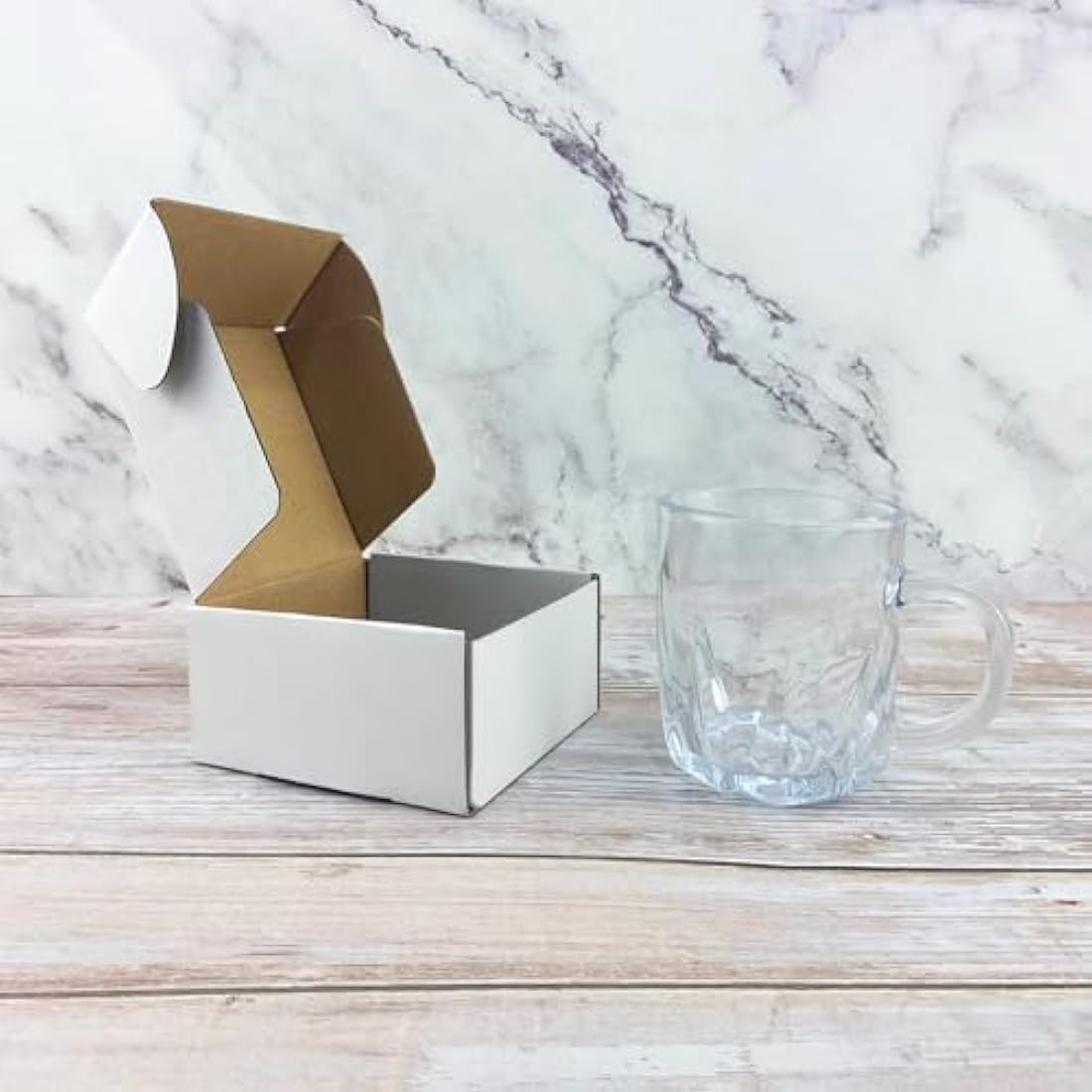 RLAVBL 25 Pack 102x102x51 mm (4x4x2 in) Small Shipping Boxes White Corrugated Cardboard Box for Packing Mailing