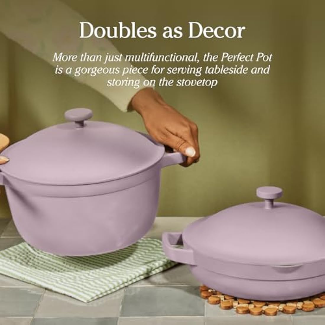 Our Place Perfect Pot - 5.2 L. Nonstick Ceramic Sauce Pan with Lid | Versatile Cookware for Stovetop and Oven | Steam, Bake, Braise, Roast | PTFE and PFOA-Free | Toxin-Free, Easy to Clean | Blue Salt