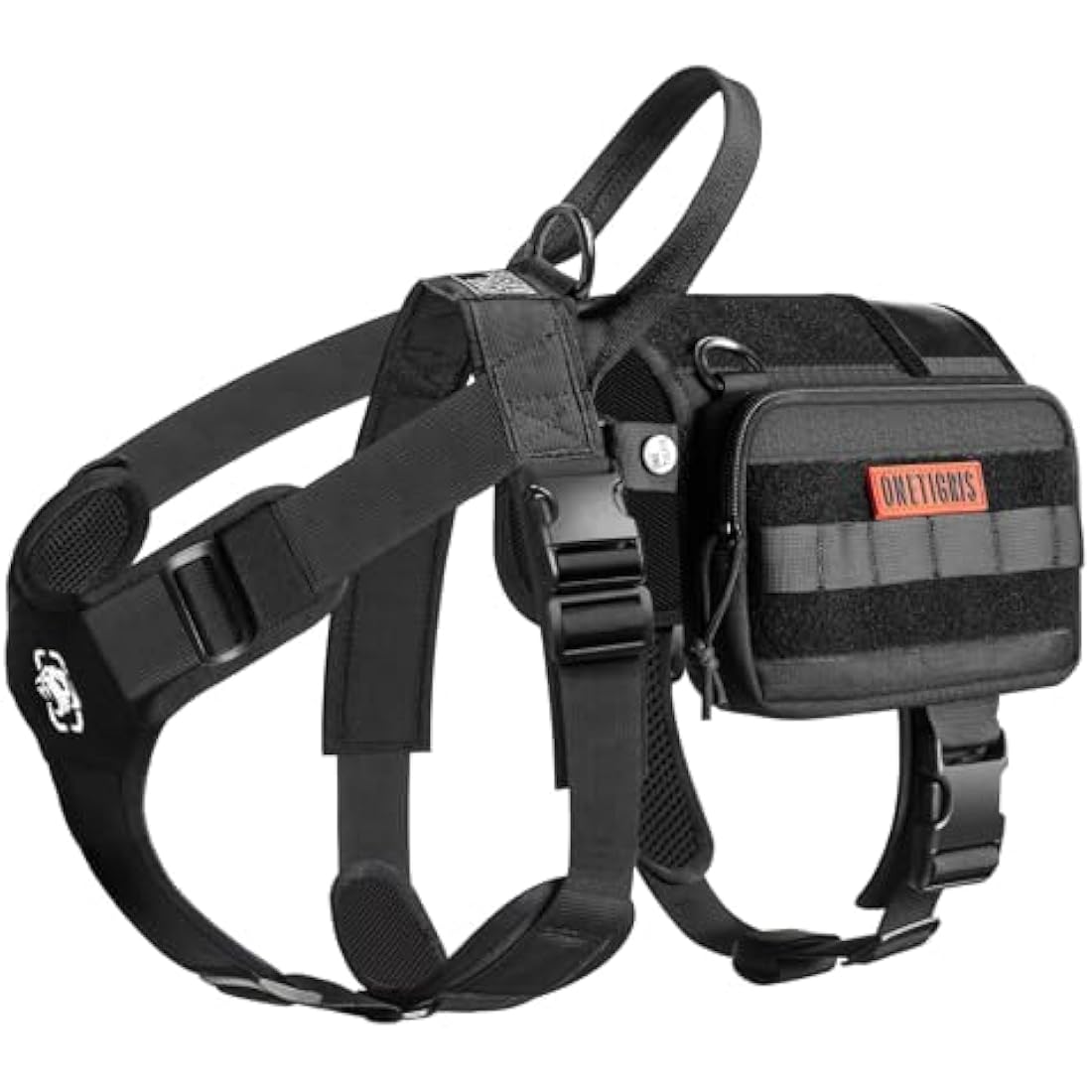 OneTigris Service Dog Vest Harness, Service Dog Cape Guardian Dog Molle Backpack with Pouches for Medium and Large Dogs (Black, L)