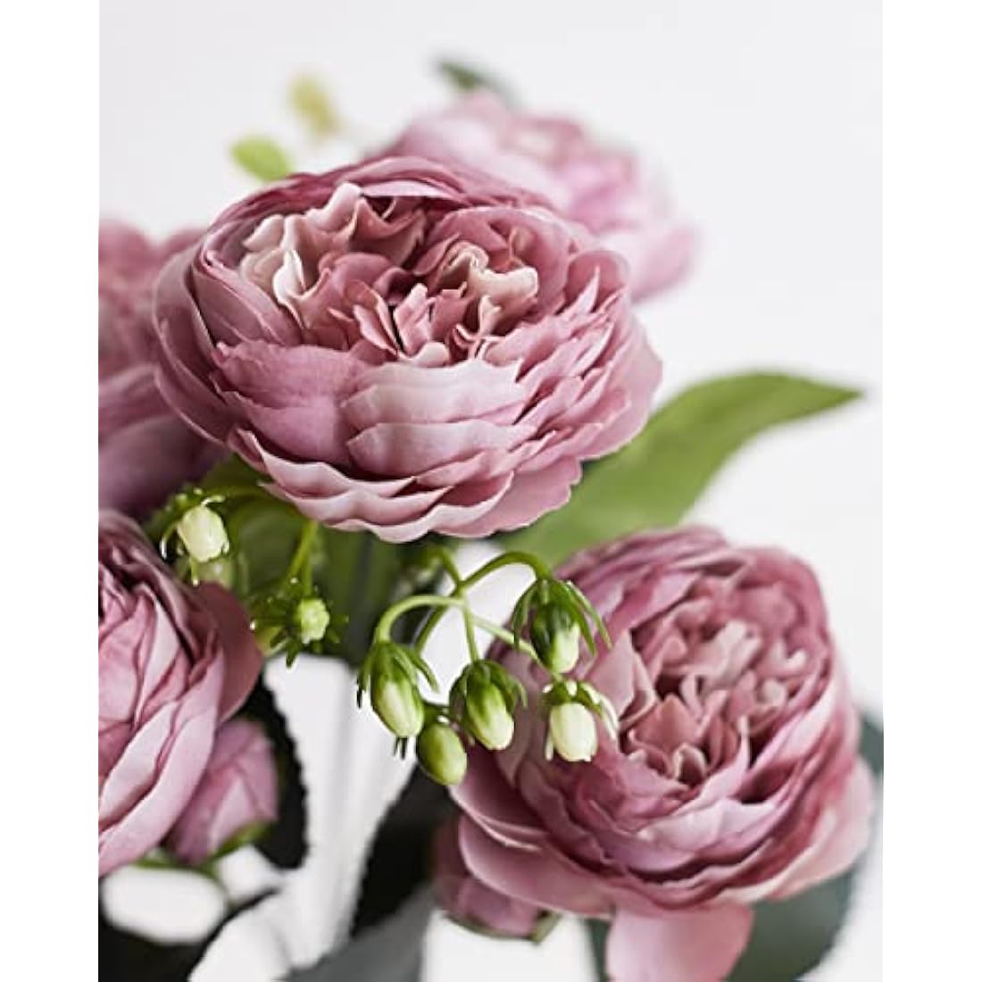 The Baked Studio - Silk Peony and Tea Rose Artificial Bouquet 9 Heads Realistic Fake Plant for DIY Craft Cake Living Room Home Wedding Decoration (Violet)