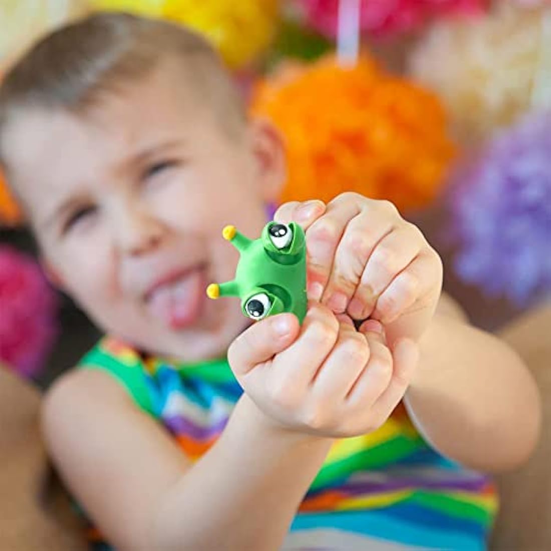 Popping Out Eyes Squishy Squeeze Worm, Funny Grass Worm Pinch Toy Stress Relief Squeeze Animals Novelty Fidget Hand Toy for Christmas Stocking Fillers, Kids & Adults Autistic Birthday Gift
