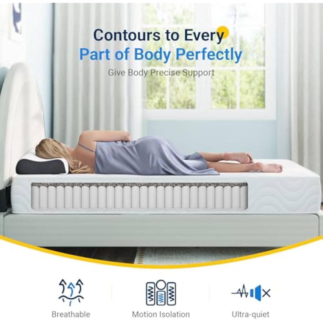Avenco 3FT Single Mattress 8 Inch Pocket Sprung Mattress Medium Soft Motion Isolation Spring Mattress with CertiPUR-US Foam & Oeko-Tex Fabric 90x190x20cm