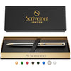 Scriveiner Silver Chrome Ballpoint - Stunning Luxury Pen, Real Gold Finish, Schmidt Black Refill, Best Ball Pen Gift Set for Men & Women, Professional, Executive, Office, Nice, Fancy Pens