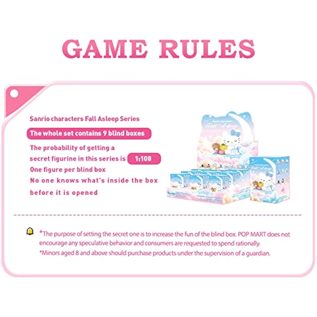 POP MART Sanrio characters Fall Asleep Series SET(9Boxes) 2.5 inches Articulated Character Premium Design gifts for women Fan-Favorite blind box Collectible Toy Art Toy Action Figure