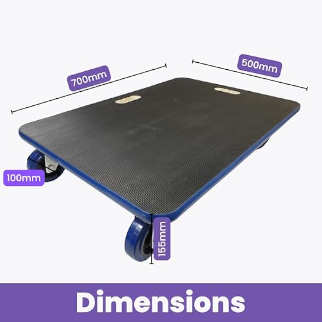 Move-It Transport Roller Dolly, 450kg Load Capacity, Heavy-Duty Trolley for Moving Furniture Appliance Equipment, Anti Slip Base, Industrial Commercial Use, Black (70x50cm)