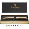 Scriveiner Gold Ballpoint Pen - Stunning Luxury Pen, Real Gold Plating, Schmidt Black Refill, Best Ball Pen Gift Set for Men & Women, Professional Executive Office, Nice Fancy Designer Pens