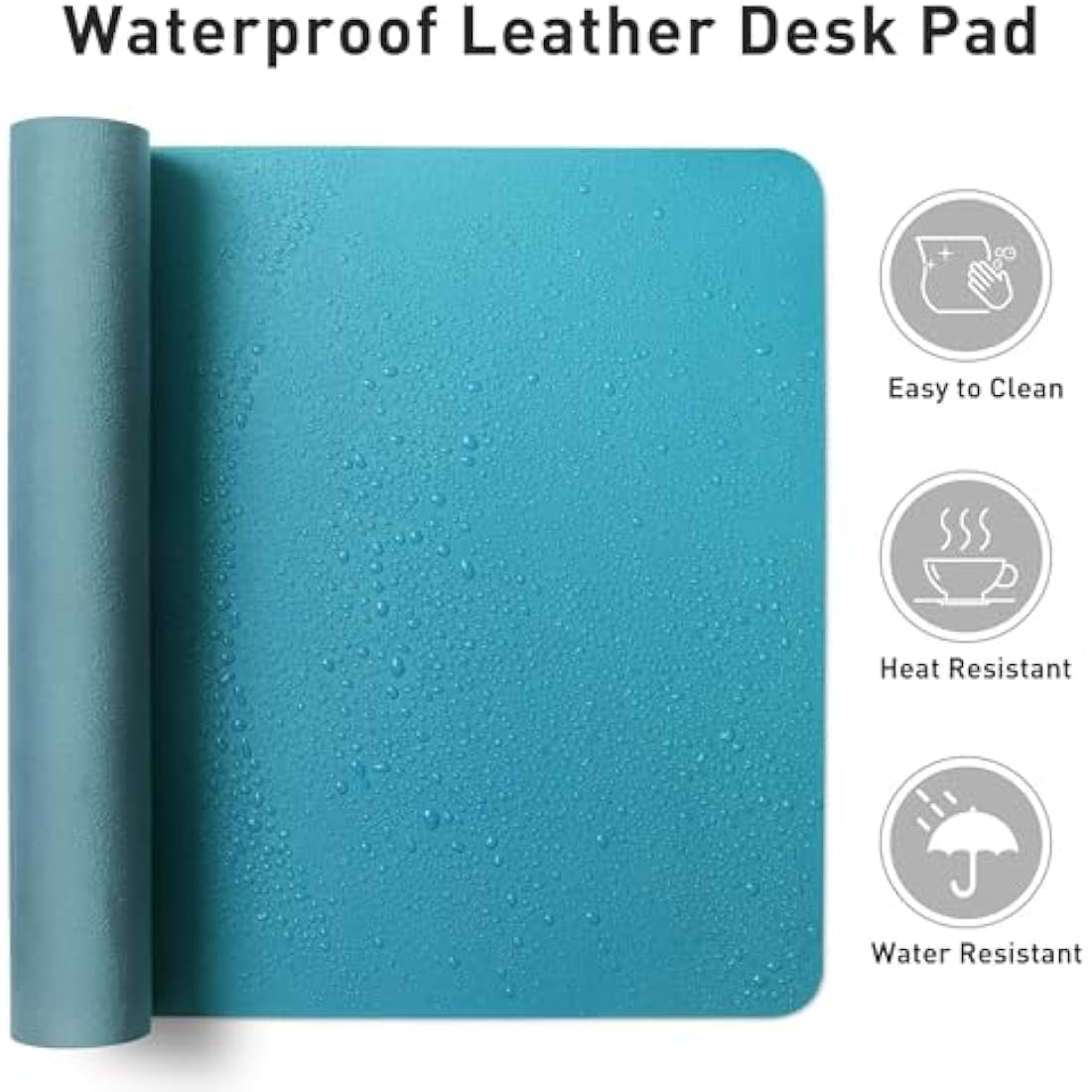 Aothia Leather Pad, Mouse Mat, Office Desk Mat, Non-Slip PU Leather Desk, Laptop Desk Pad, Waterproof Desk Writing Pad for Office and Home (60 cm x 35 cm, Turquoise Blue)