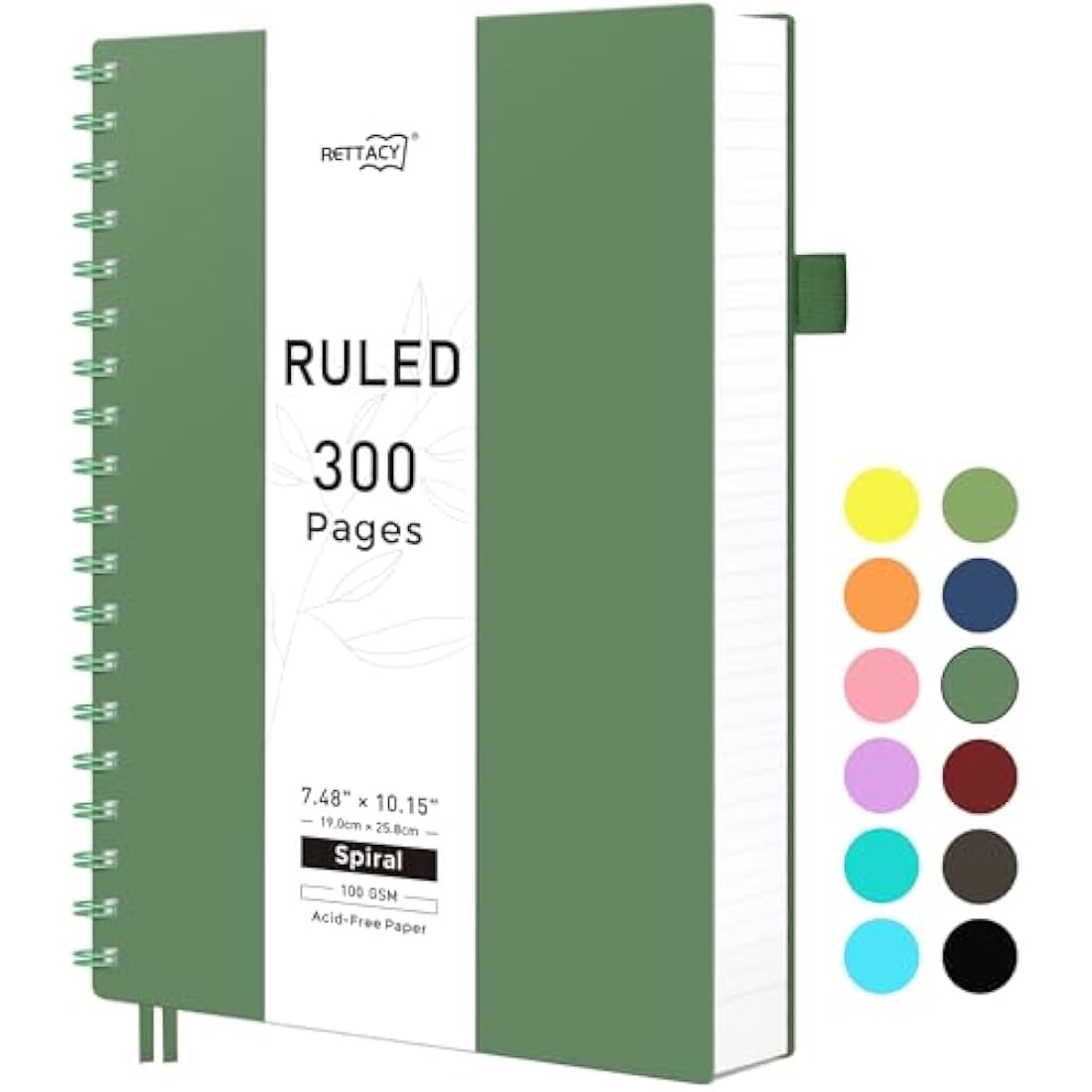 RETTACY B5 Wirebound Notebooks Notepad150 sheets/300 Pages for Writing,100gsm College-Ruled Paper, PVC Retro Cover, for Men Work Office School,19 x 25 cm - Dark Green