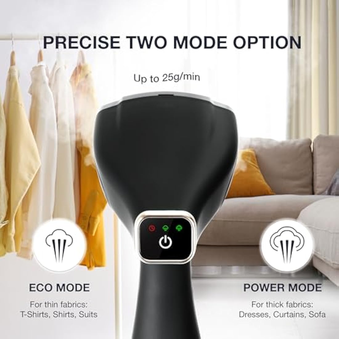 LEBENLANG Handheld Clothes Steamer Iron - 1500W & 300ml I Incl. 2 Attachments & Ironing glove I Vertical Garment Steamer Clothing steam Hand Held Steamers for clothes I Portable for Shirt Curtain Suit
