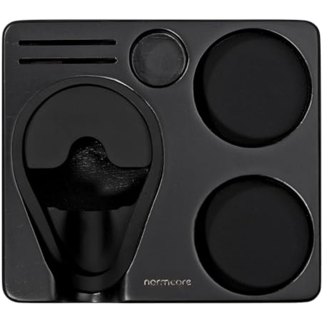 Normcore Compact Tamping Station - Espresso Black Tamper Station Base - Genuine American Black OAK Tamper Holder - Wooden Coffee Portafilters Stand Base For 54 /58mm Espresso Machine Accessories