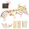 BlueWood Triangle Set, 7-in-1 Foldable Wooden Toddler Climbing Toys Indoor Playground Jungle Gym Montessori Climber for 2-6 Years Old, Baby, Kids (Rainbow)