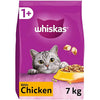 WHISKAS - 1+ Adult Dry Cat Food - 7kg - Biscuits Made with Chicken - Bulk Cat Food Bag