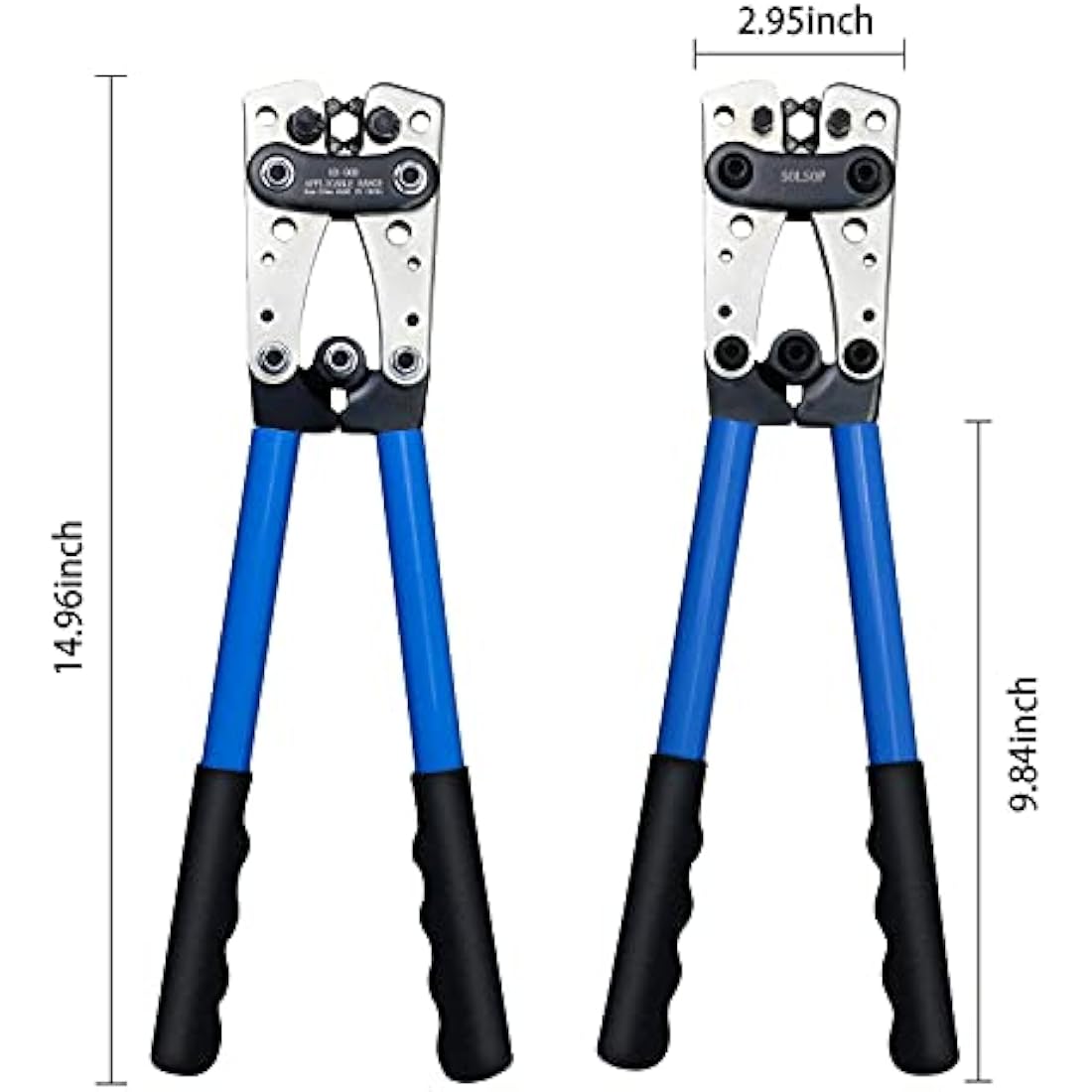 Solsop Battery Cable Crimping Tool Kit for 6-50mm² (AWG 10-1/0) Ewith 60PCS Copper Ring Terminals 8 Sizes Battery Cable Lug Crimper for Heavy Duty Wire Lugs, Battery Terminal, Copper Lugs