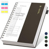 EMSHOI B5 Wirebound Notebook Lined 300 Pages/150 Sheets, Spiral Notepad Multi-Coloured, 100gsm Thick Paper, Waterproof Hardcover, Writing Journal for Women Men Work Office School,19 x 25 cm, Coffee