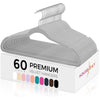HOUSE DAY Velvet Hangers 60 Pack - Non-Slip Premium Hangers for Clothes, Felt heavy Duty Coathangers, Durable Suit Hanger for Space Saving, No Hanger Marks 360 Rotating (Light Grey)