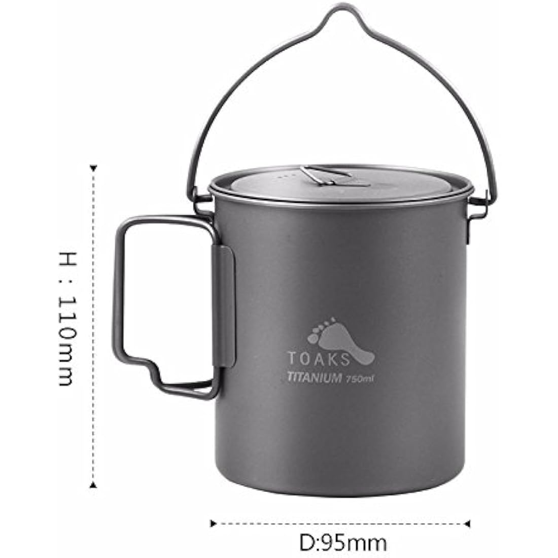 TOAKS Titanium Camping Pot Cup(375ml, 450ml, 550ml, 650ml, 750ml, 800ml, 900ml) … (750ml[POT-750-BH])