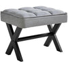 IBUYKE Small 12" H Footrest Stool, Square Linen Foot Stool with Metal X-Leg, Multi-Use as Small Side Table, Step Stool for Living Room, Bedroom, Entryway, Office, Blue Gray WBD011L
