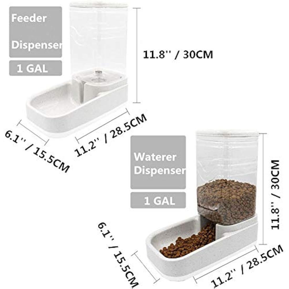 Old Tjikko Automatic Feeder and Waterer Set, Dog Cat Food Feeder and Water Dispenser 3.8L, Gravity Pet Feeder for Small Medium Big Pets